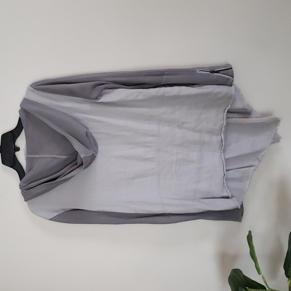 Free People Gray Drippy Linen Asymmetrical Snap Jacket with Hood oversiz… - Picture 9 of 10